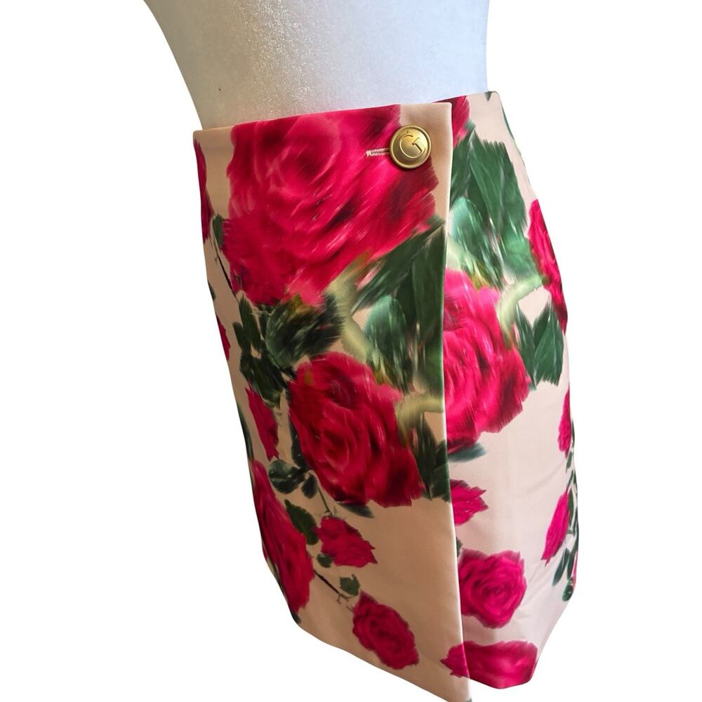 NEW GUESS Mini Skirt M Pink Roses Ballet Soft Girl Romantic Regency Barbie Chic - Picture 3 of 16